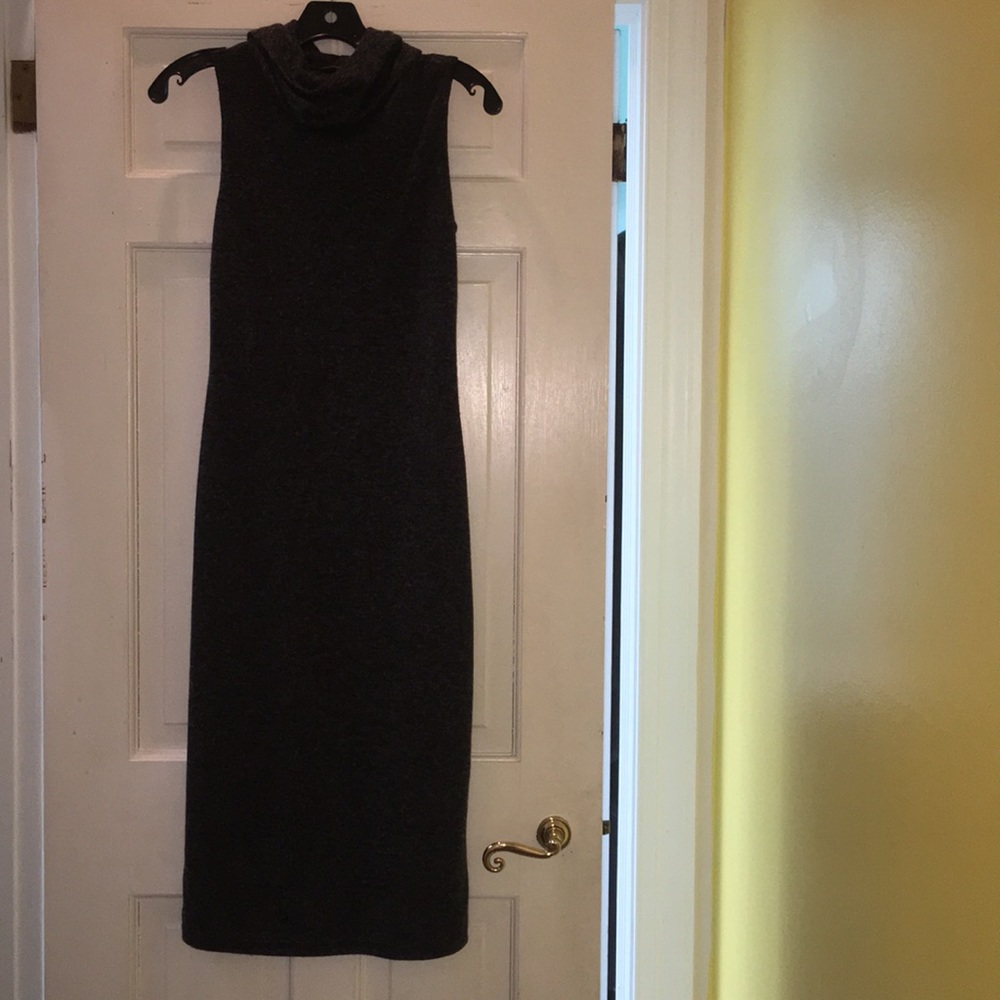 Heathered -gray cowl neck midi dress